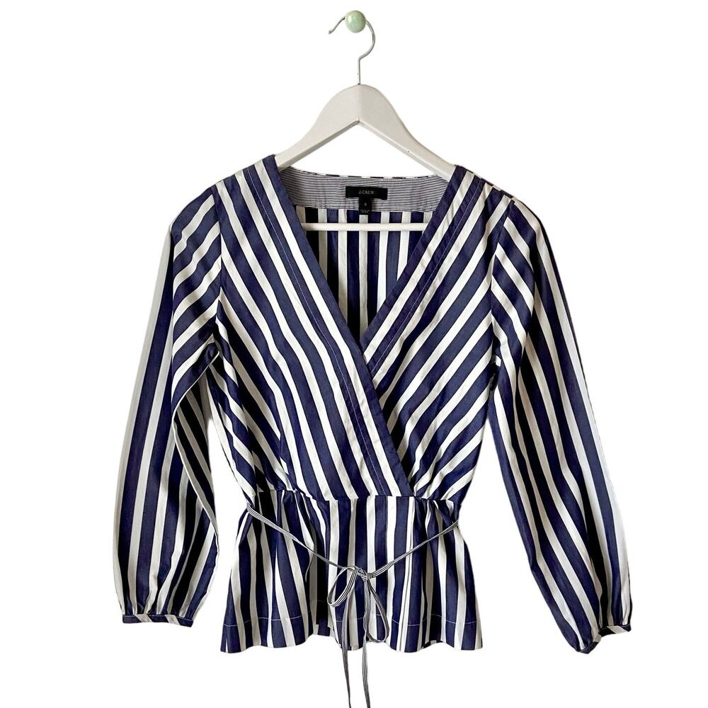 J. Crew Blue And White Striped Blouse Size 0